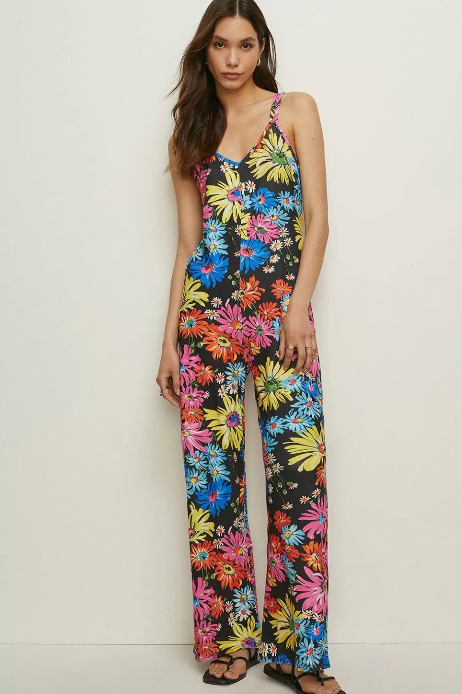 Oasis Petite Floral Print Double Strap Jumpsuit Multi Fashion