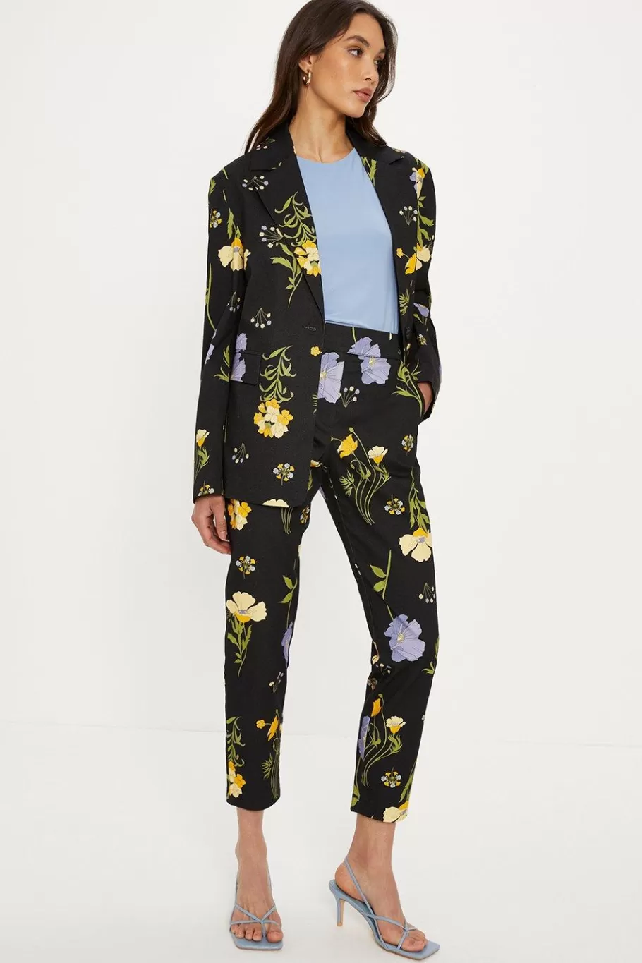 Oasis Petite Floral Printed Cotton Blazer Multi Clearance