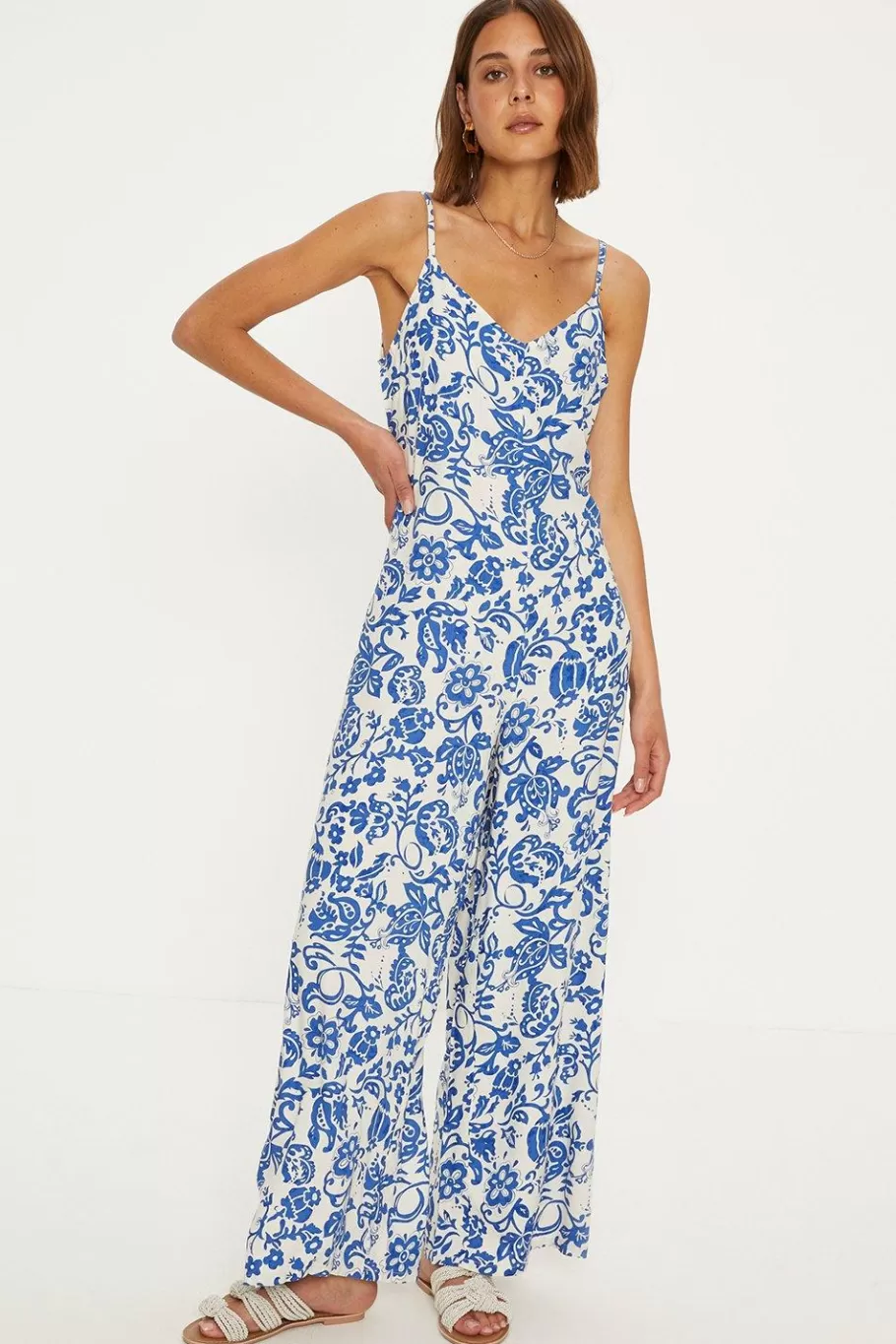 Oasis Petite Paisley Print Strappy Jumpsuit Multi Cheap