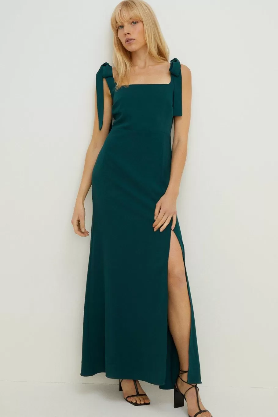 Oasis Petite Premium Crepe Tie Shoulder Midi Dress Emerald Cheap