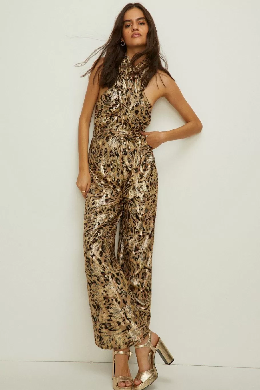 Oasis Petite Print Tie Front Jumpsuit Animal Hot