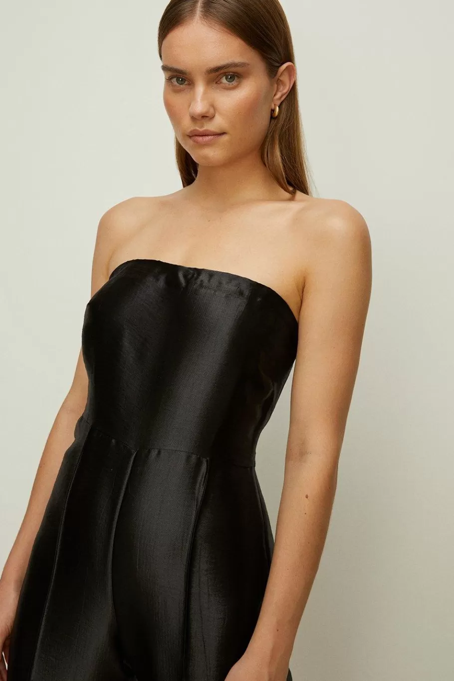 Oasis Petite Satin Bandeau Jumpsuit Black Best