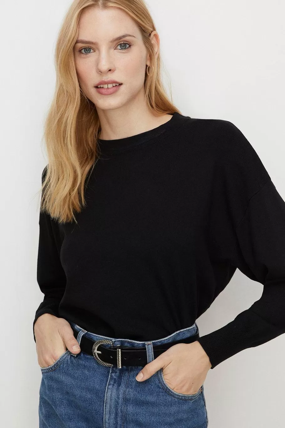 Oasis Petite Slouchy Jumper Black Clearance