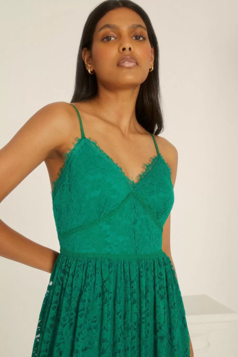 Oasis Petite Strappy Lace Midaxi Dress Green Online