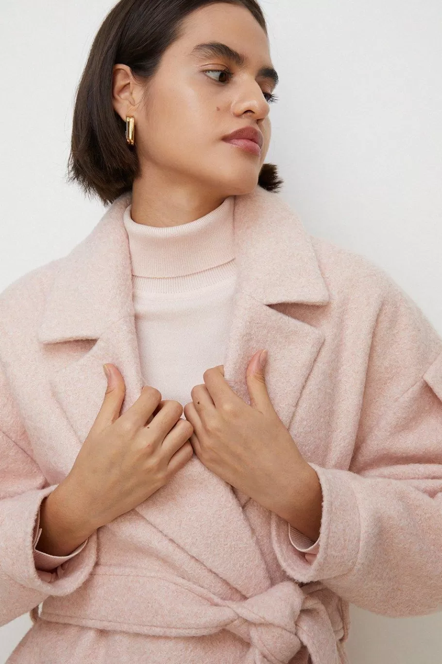 Oasis Petite Wool Mix Balloon Sleeve Coat Pink Best Sale