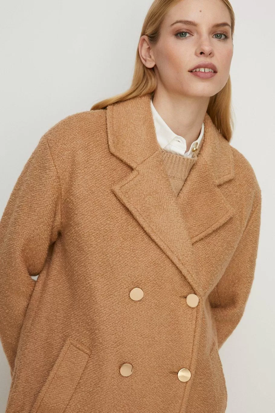 Oasis Petite Wool Mix Boucle Oversized Coat Camel Sale