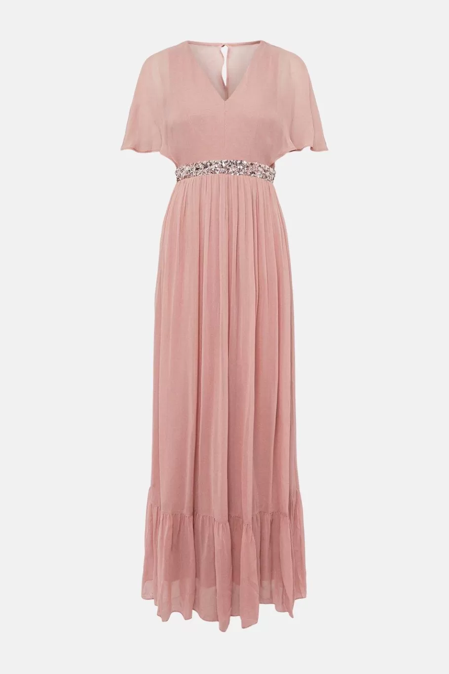 Oasis Plunge V Neck Embellished Waist Maxi Lilac Sale