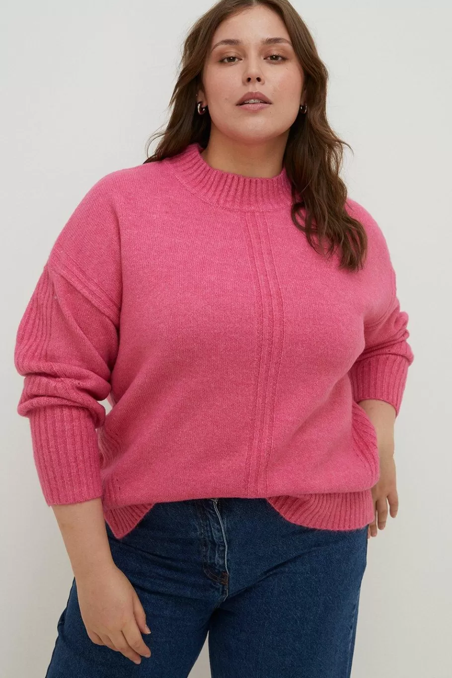 Oasis Plus Size Cosy Longline Rib Detail Jumper Oatmeal Discount