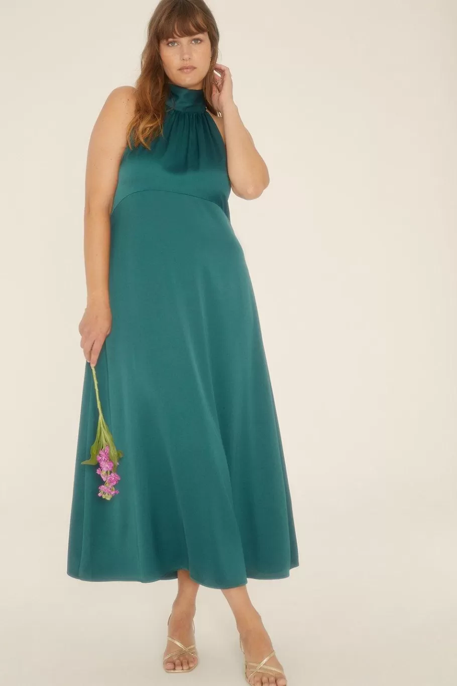 Oasis Plus Size Halter Neck Midi Dress Emerald Cheap