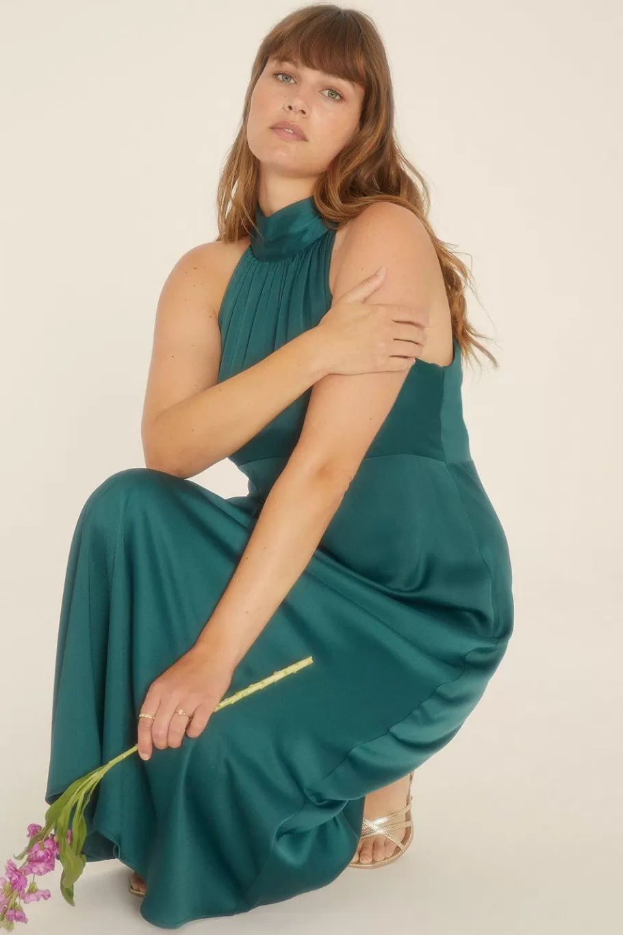 Oasis Plus Size Halter Neck Midi Dress Emerald Cheap