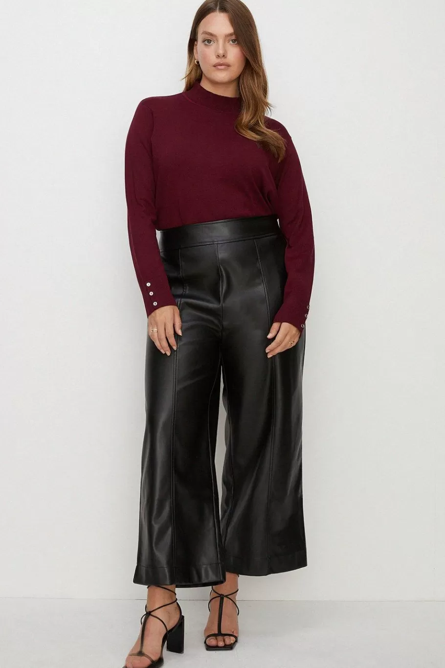 Oasis Plus Size Knitted Funnel Neck Jumper Berry Clearance