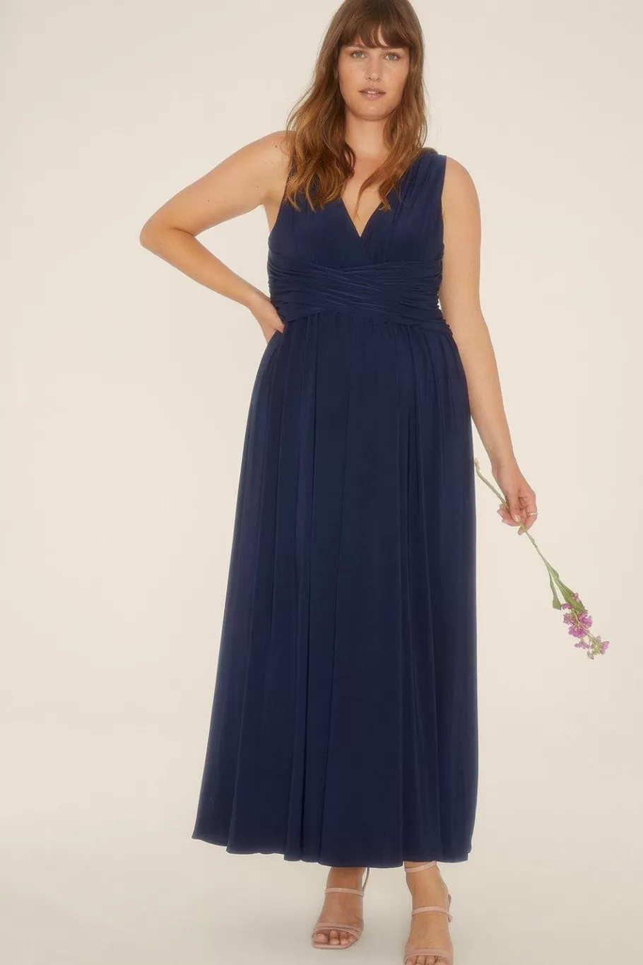 Oasis Plus Size Premium Jersey Ruched Maxi Dress Navy Best Sale