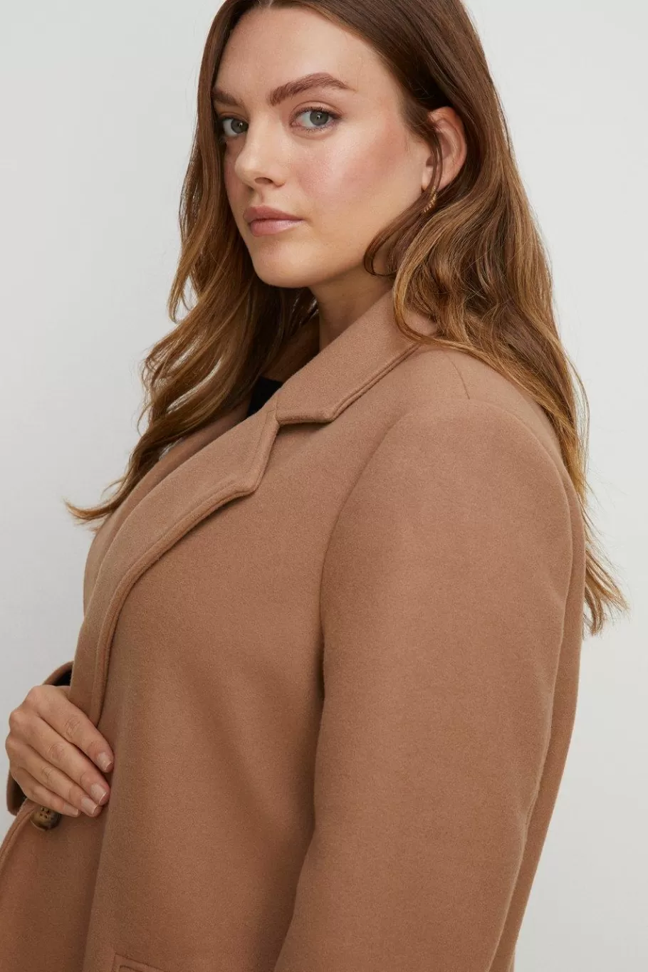 Oasis Plus Size Single Breasted Relaxed Coat Camel Best