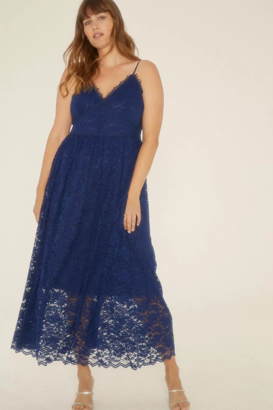 Oasis Plus Size Strappy Lace Midaxi Dress Navy Best Sale