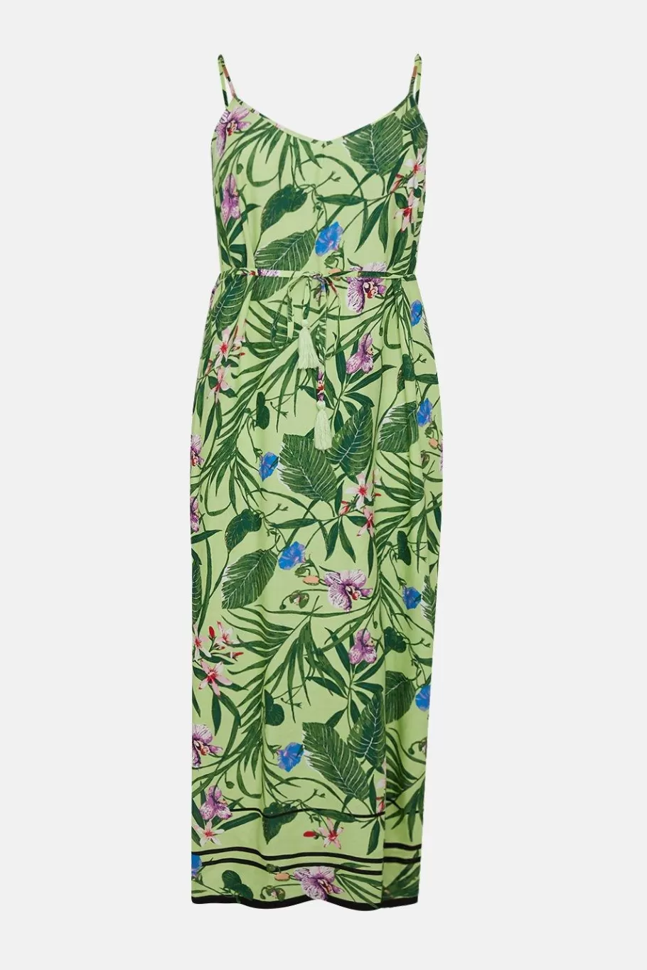 Oasis Plus Size Tropical Print Strappy Maxi Dress Green Fashion