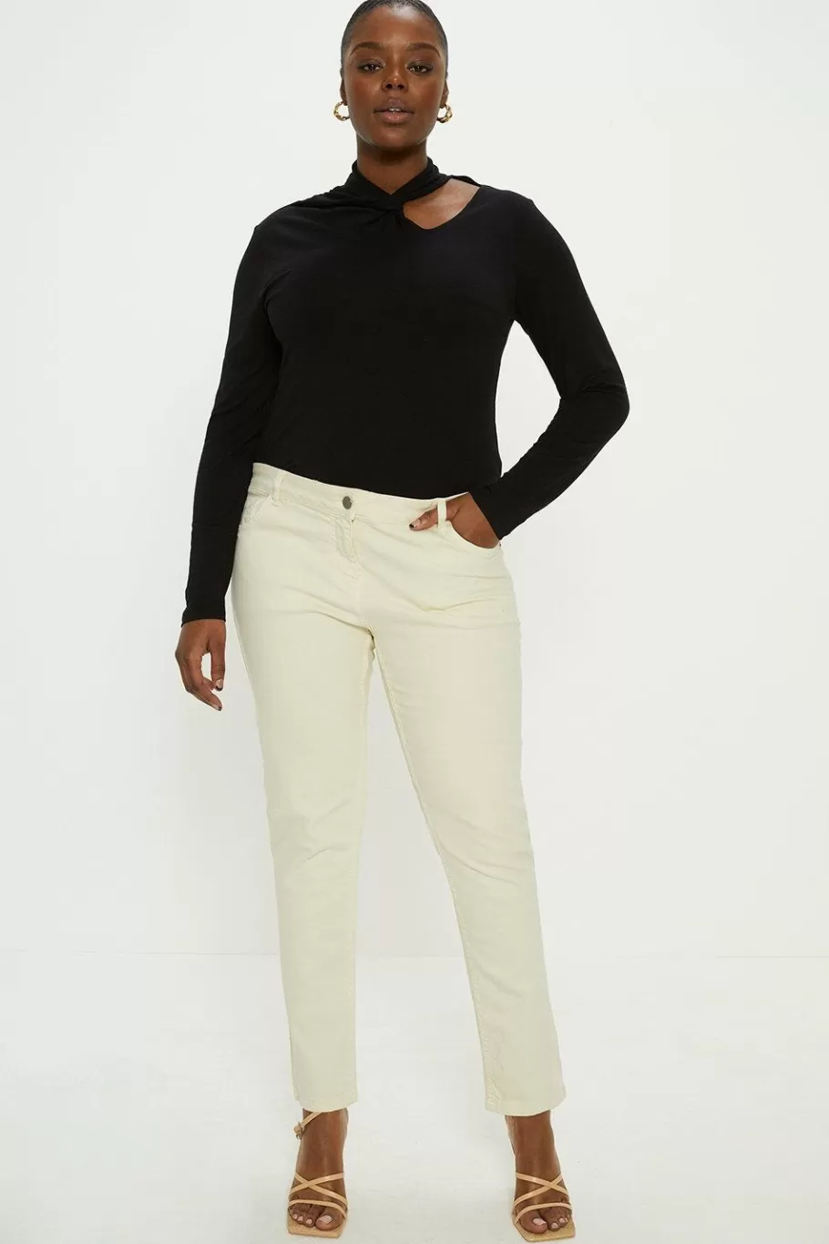 Oasis Plus Size Twist Front Long Sleeve Top Black Outlet