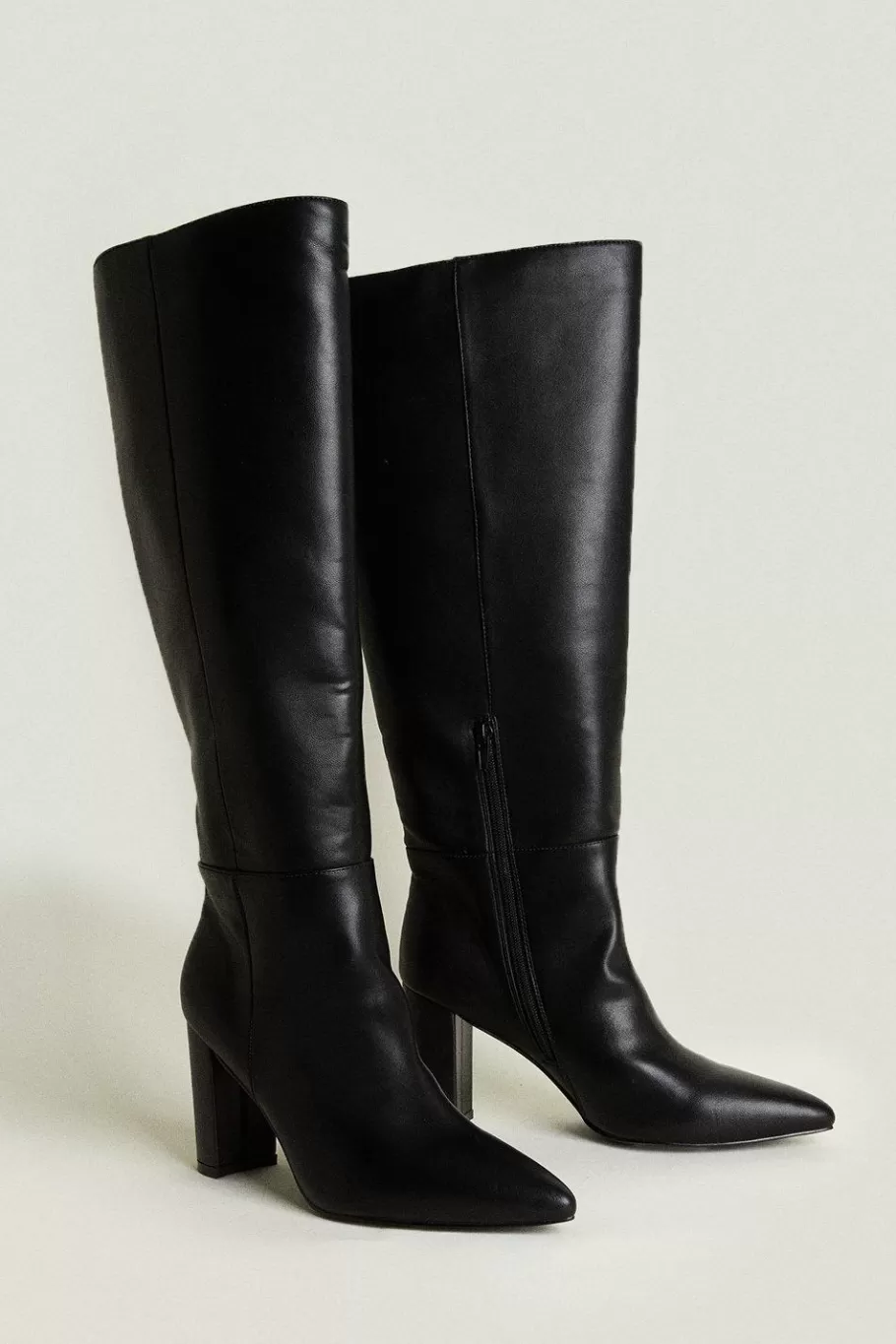 Oasis Pointed Heeled Knee High Boot Dark Tan Shop