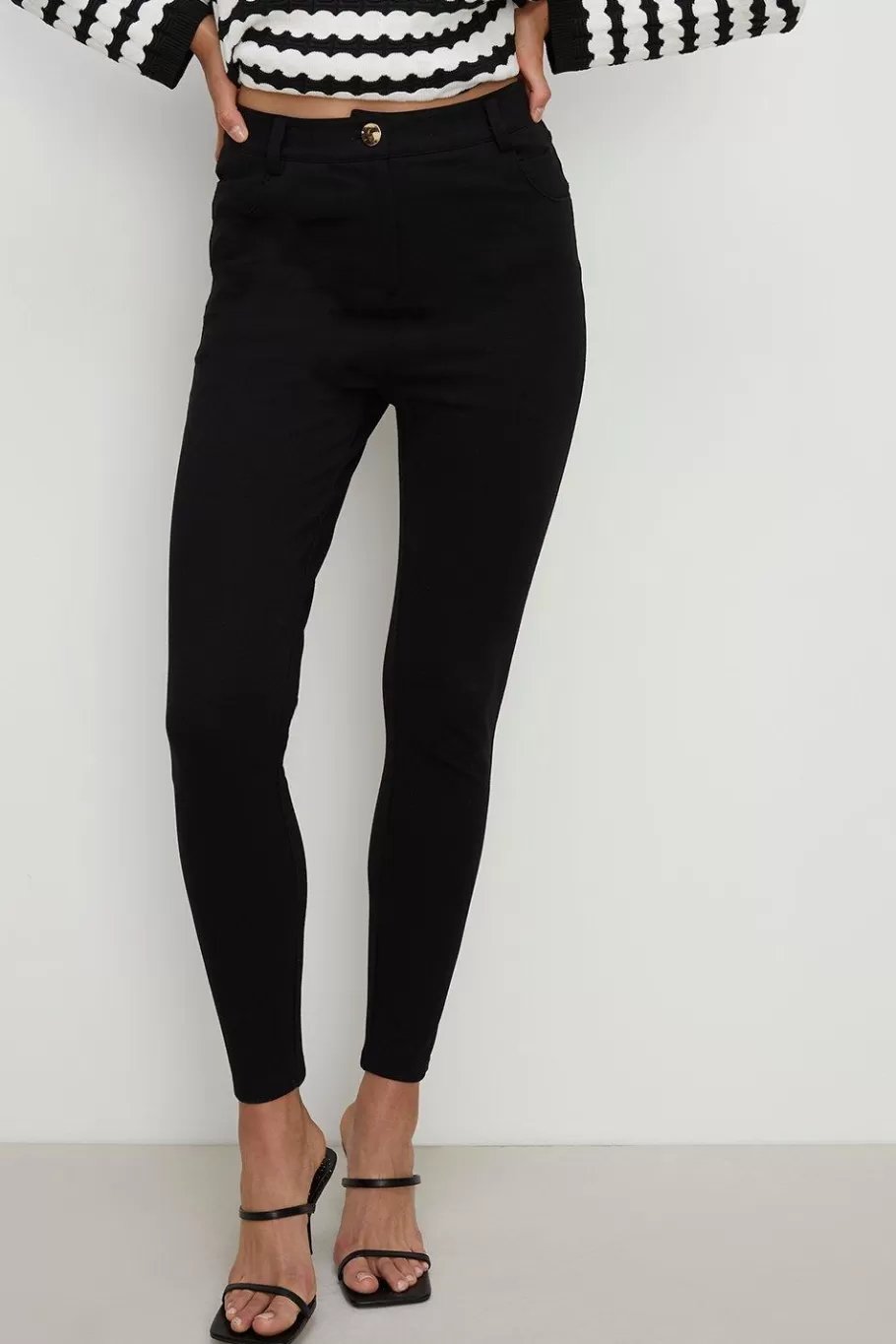 Oasis Ponte Pocket Detail Trouser Black Flash Sale