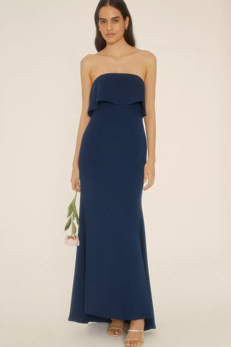 Oasis Premium Crepe Bandeau Midi Dress Navy Online