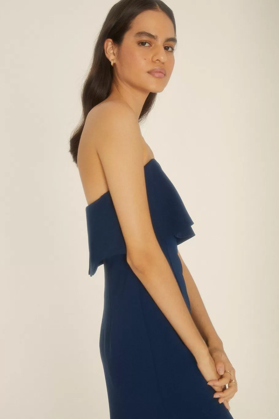 Oasis Premium Crepe Bandeau Midi Dress Navy Online