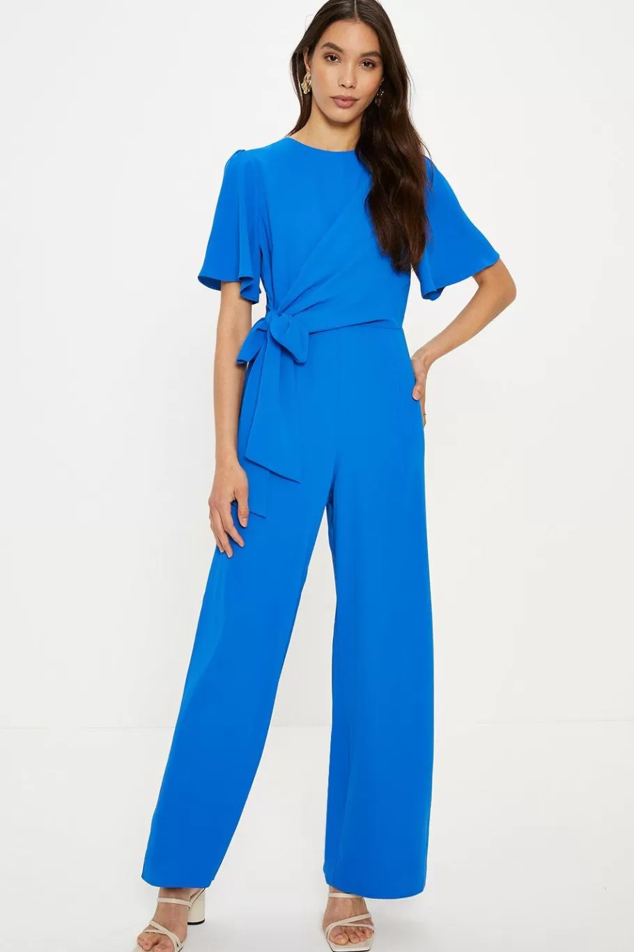 Oasis Premium Crepe Drape Tie Front Jumpsuit Cobalt Sale