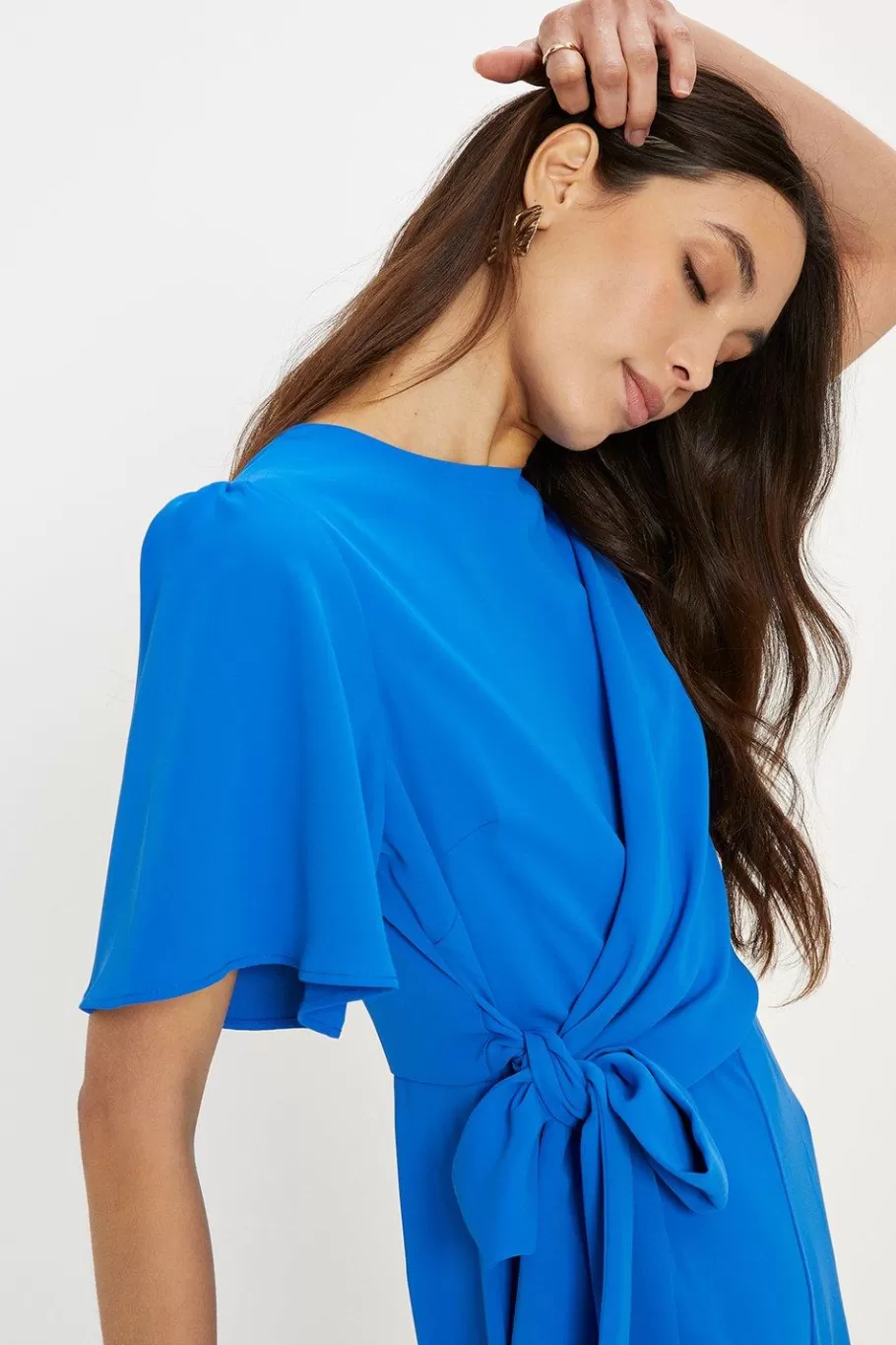 Oasis Premium Crepe Drape Tie Front Jumpsuit Cobalt Sale