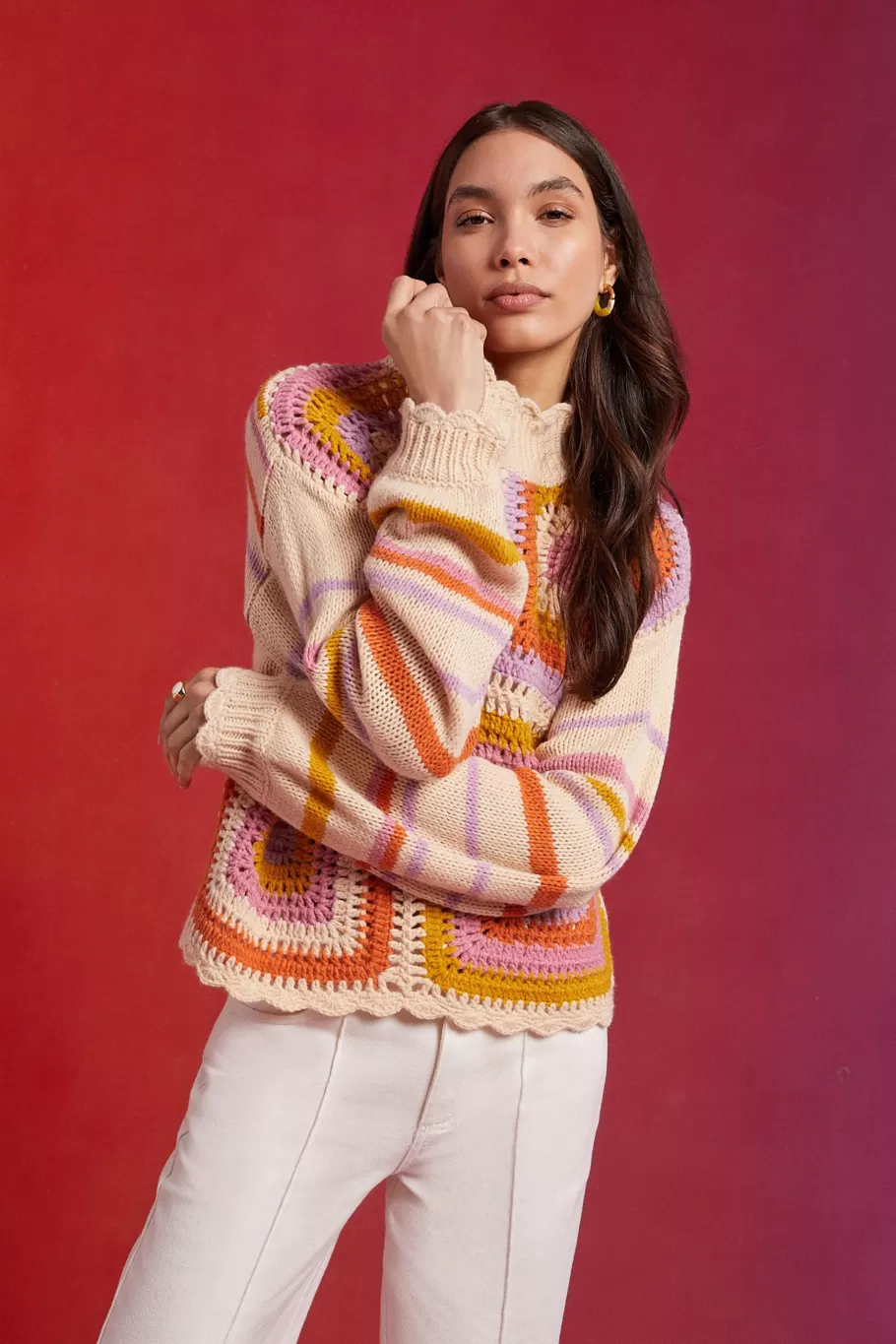 Oasis Premium Hand Crochet Jumper Multi Online