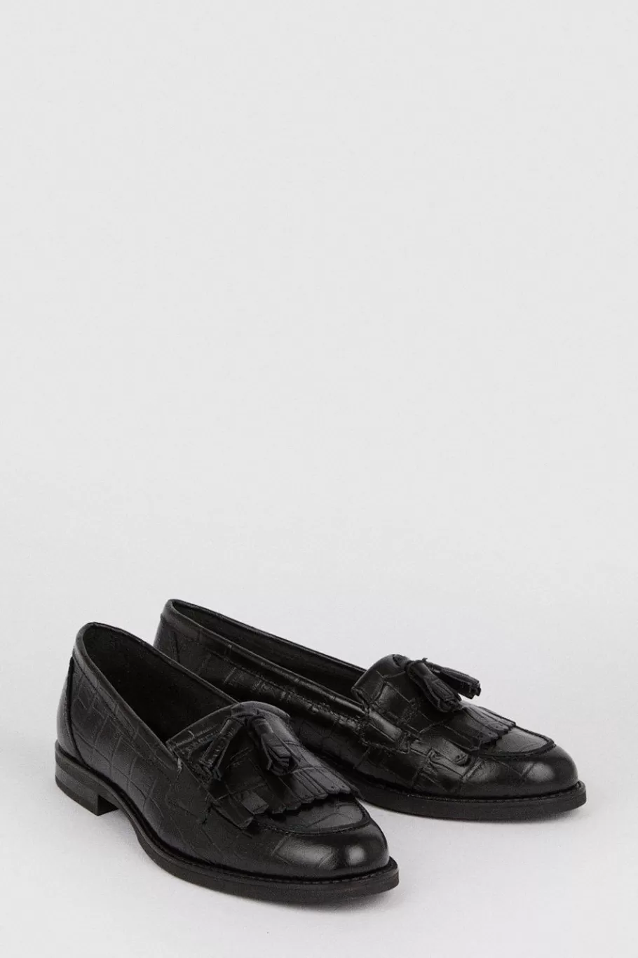 Oasis Premium Leather Tassel Loafers Black Outlet