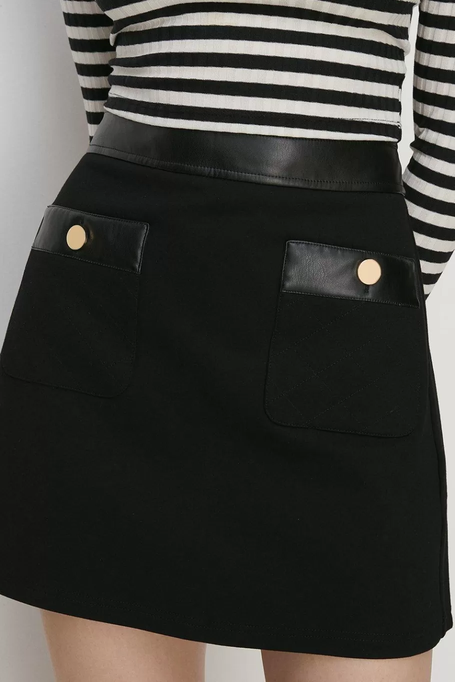 Oasis Premium Ponte Quilted Patch Pocket Skirt Black Best Sale