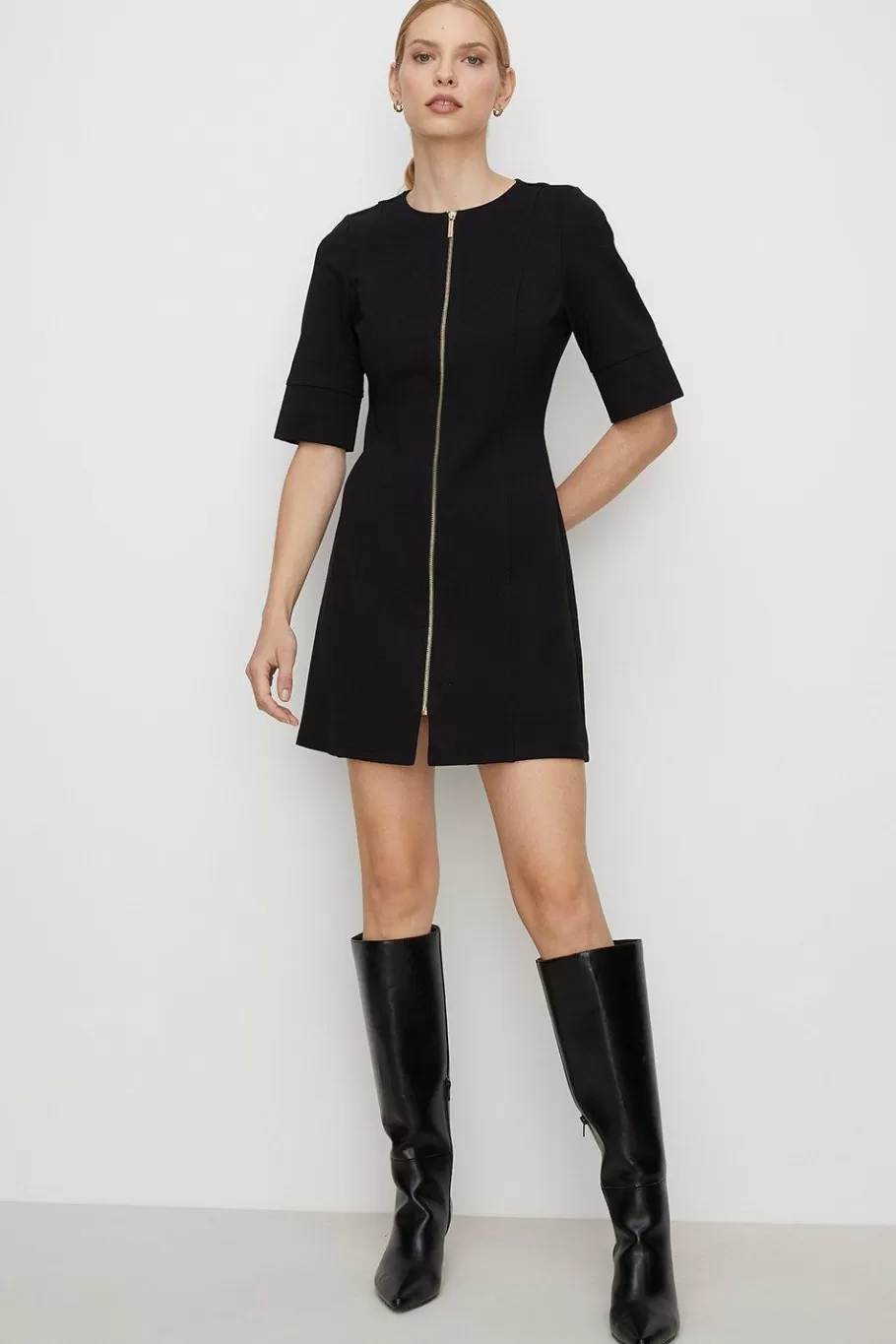 Oasis Premium Ponte Top Stitch Detail Dress Black Flash Sale