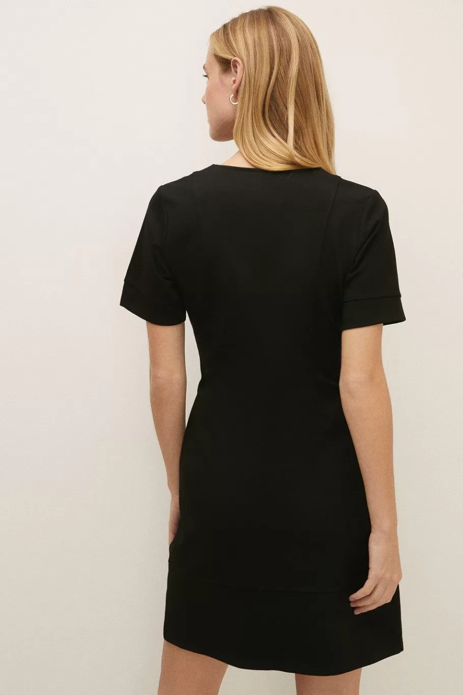 Oasis Premium Ponte Top Stitch Detail Dress Black Hot