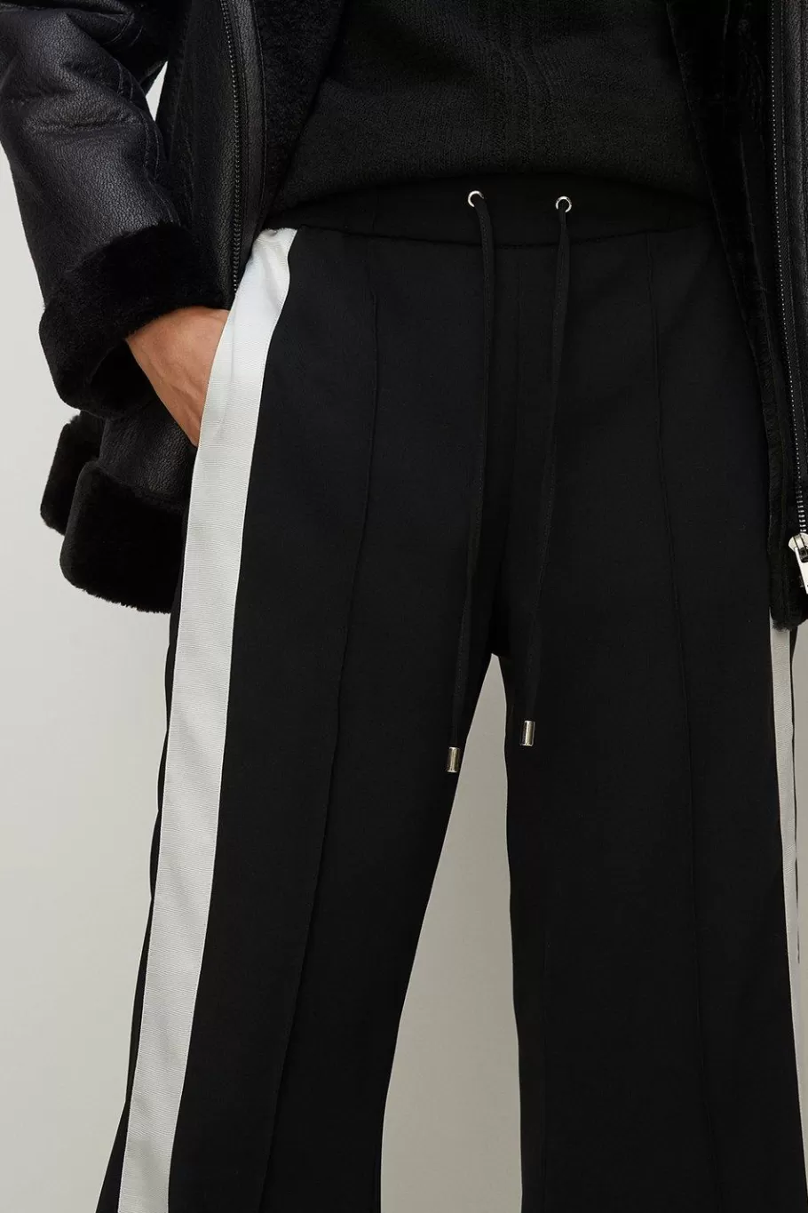 Oasis Premium Wide Leg Drawstring Trouser Black Store