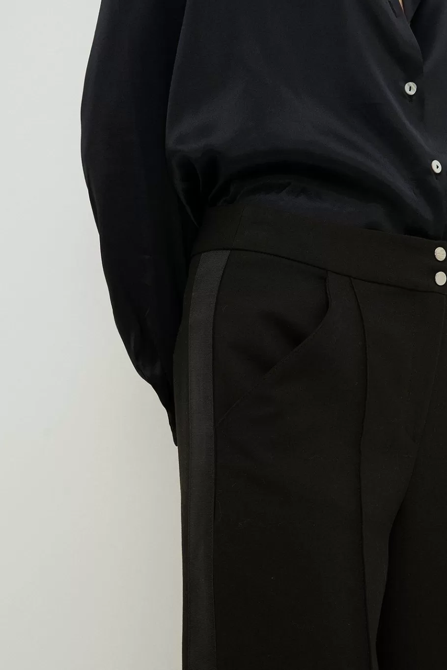 Oasis Premium Wide Leg Side Seam Detail Trouser Black Online