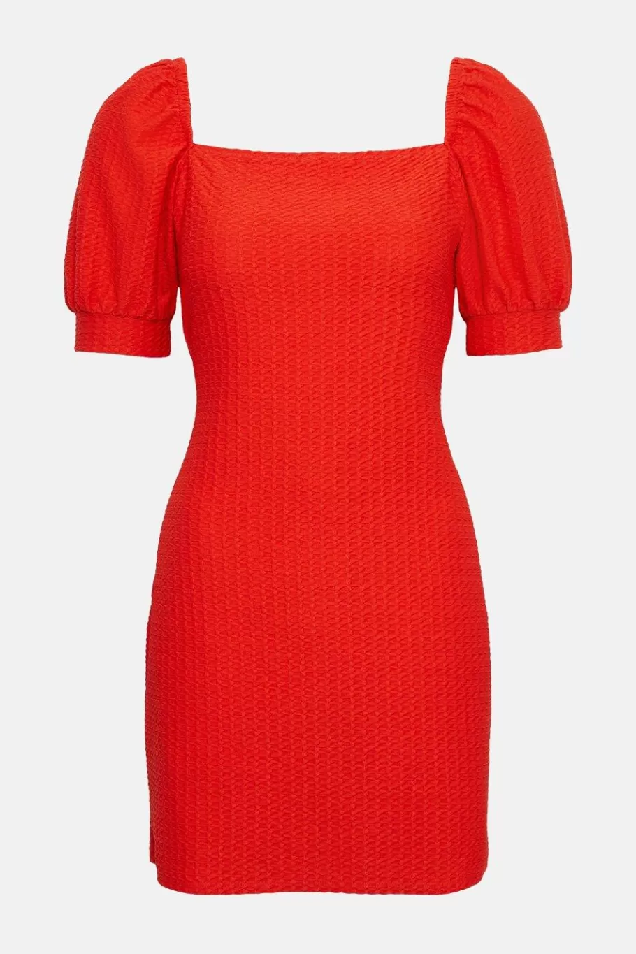 Oasis Puff Sleeve Textured Mini Dress Stone Fashion