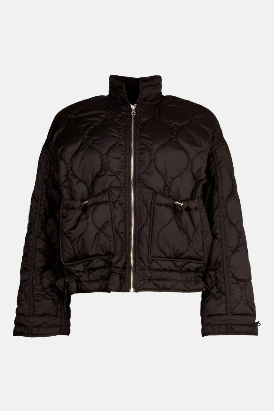 Oasis Quilted Cropped Padded Coat Black Discount