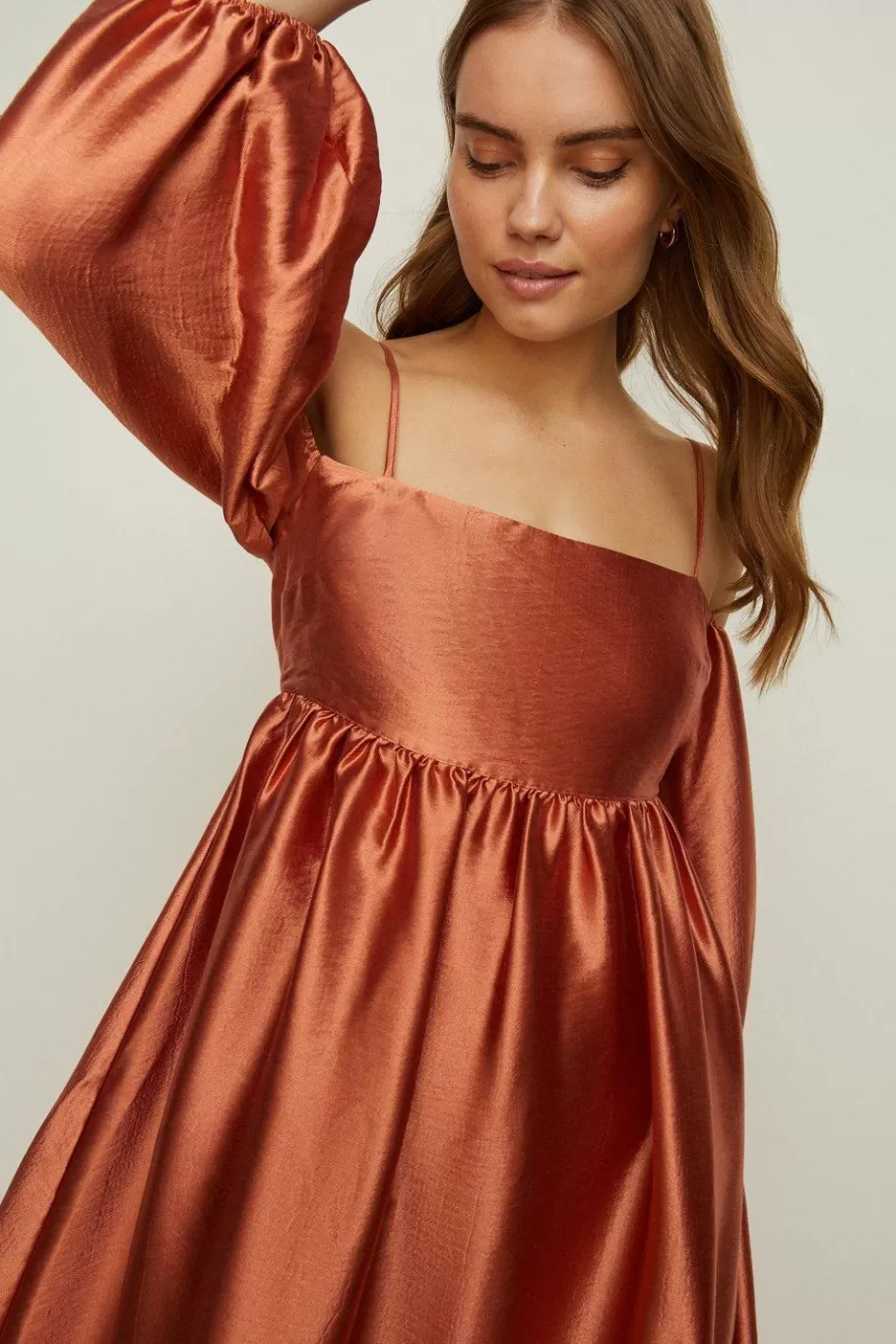 Oasis Rachel Stevens Petite Cold Shoulder Dress Rust Shop