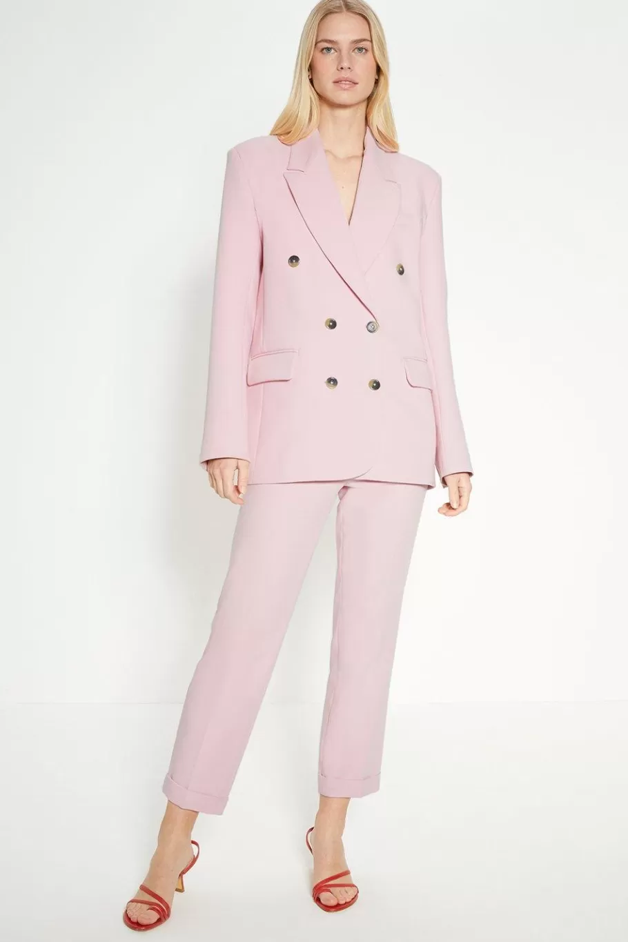 Oasis Rachel Stevens Petite Stretch Crepe Double Breasted Blazer Pink Flash Sale