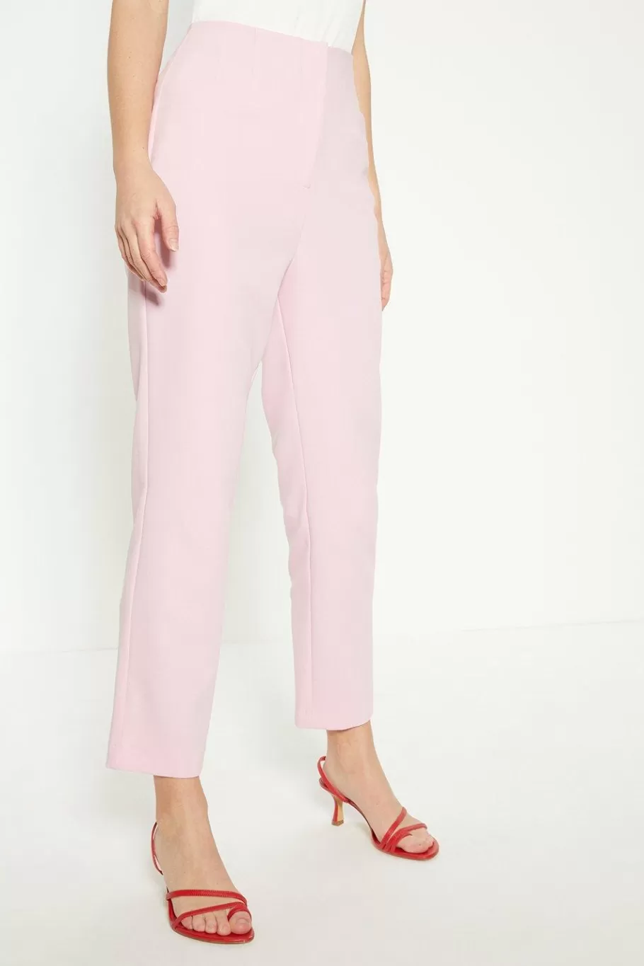 Oasis Rachel Stevens Petite Stretch Crepe Tapered Trousers Pink Best Sale