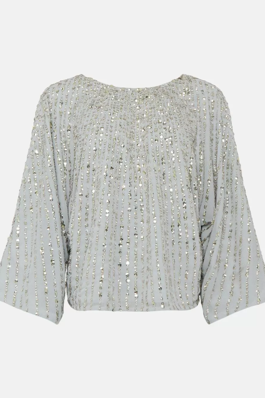 Oasis Rachel Stevens Sequin Stripe Embellished Top Pale Blue Cheap