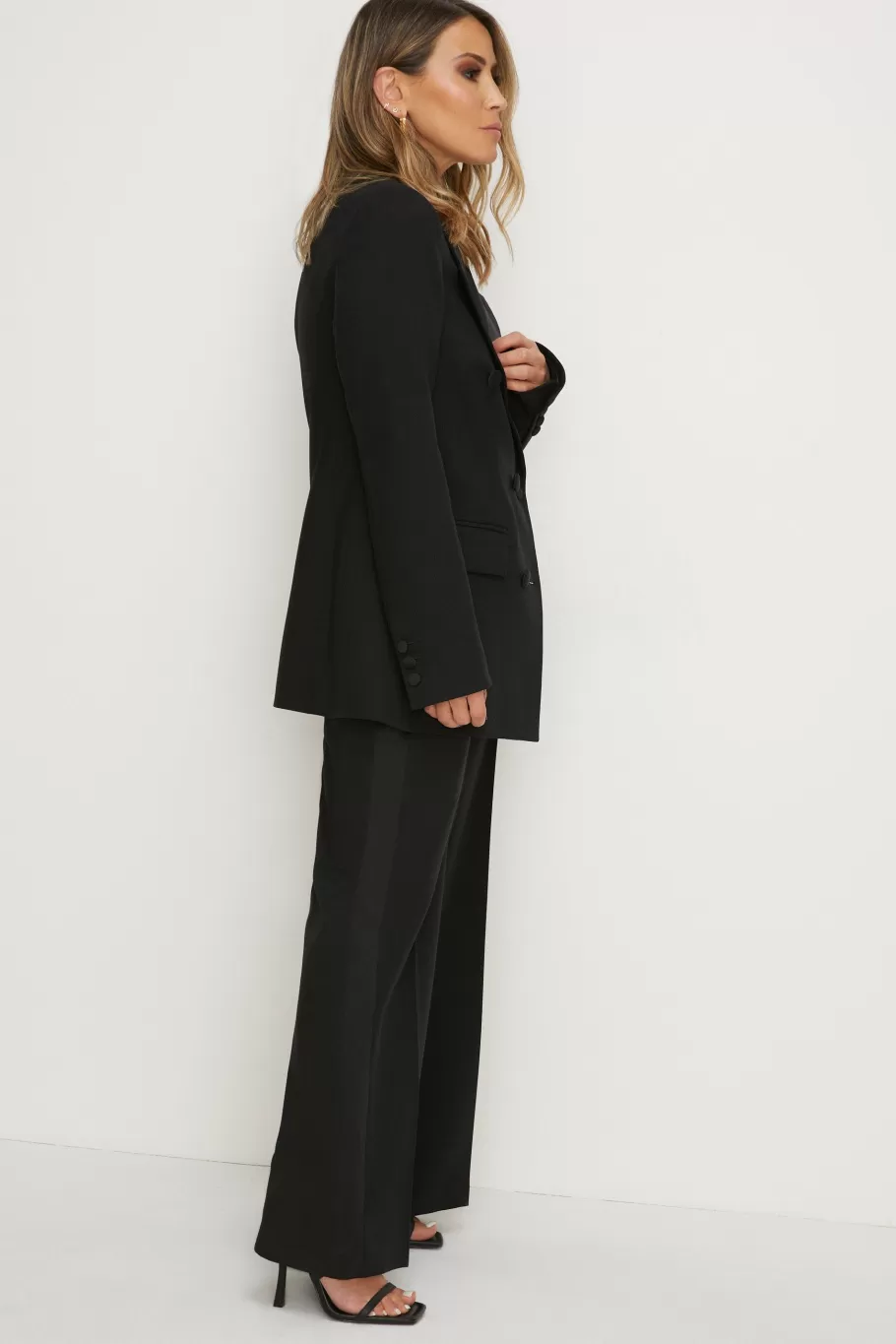 Oasis Rachel Stevens Tuxedo Wide Leg Trouser Black Hot