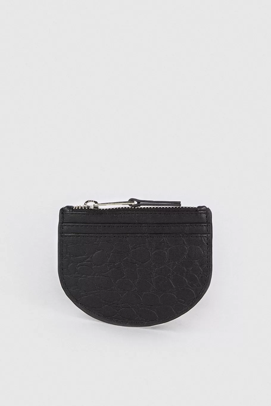 Oasis Real Leather Croc Card Holder Coin Purse Black New