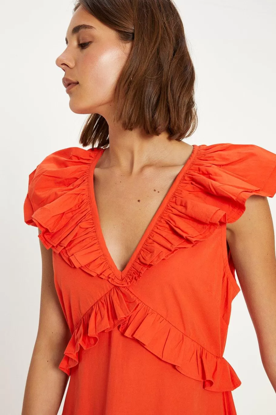 Oasis Ruffle Midi Dress Red Best