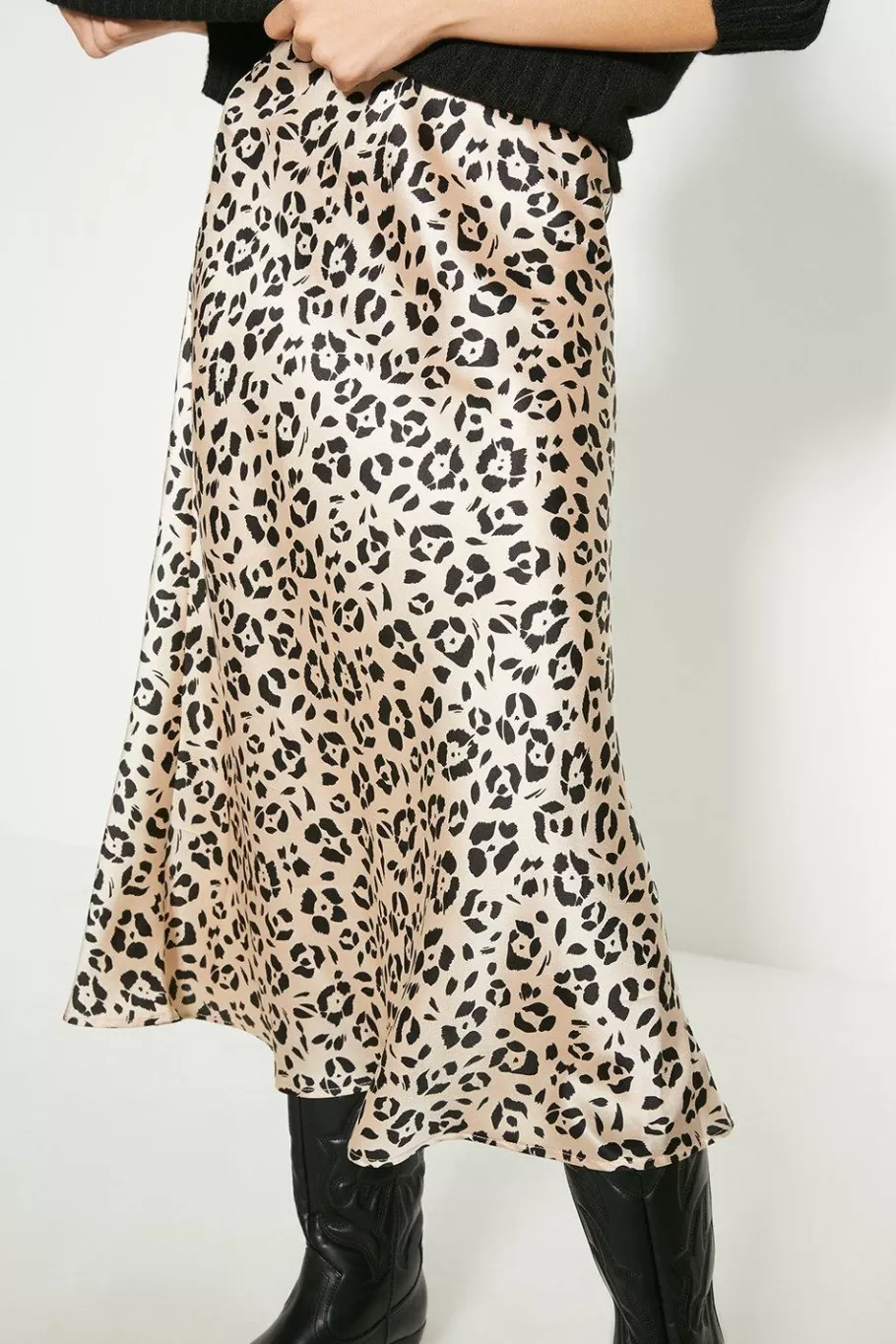 Oasis Satin Bias Midi Skirt Animal Outlet