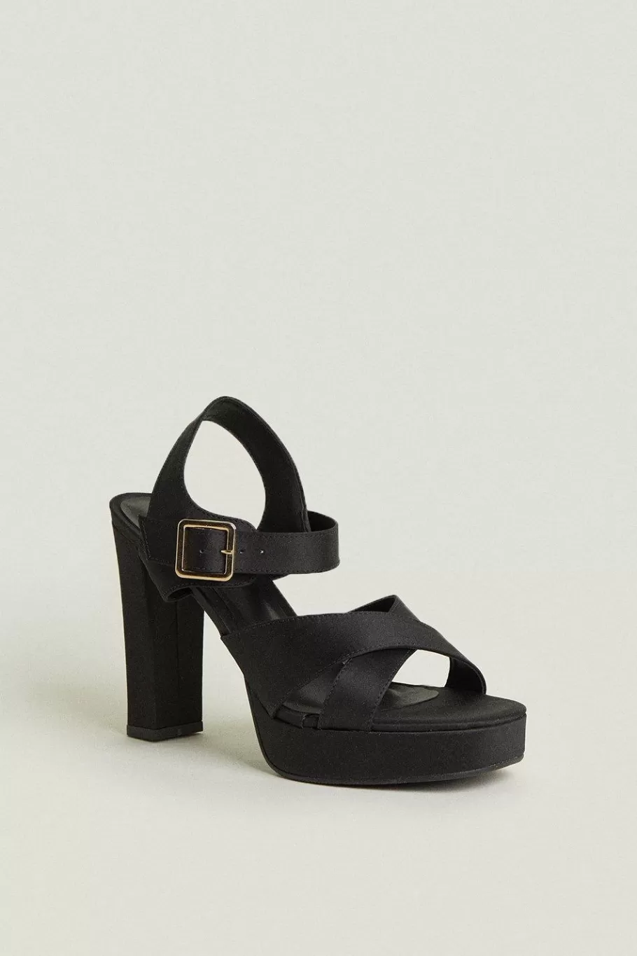 Oasis Satin Platform Heeled Sandals Black Flash Sale