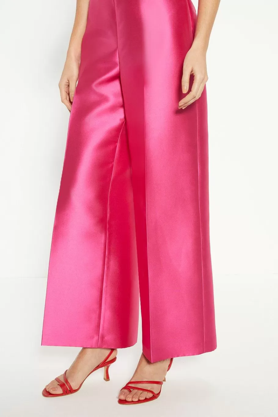 Oasis Satin Twill Wide Leg Trouser Pink Fashion