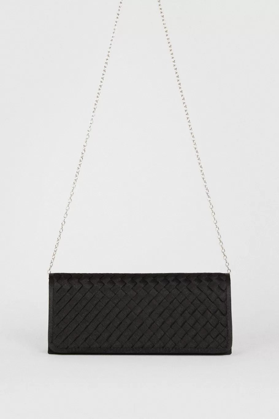 Oasis Satin Weave Detail Clutch Bag Black Shop