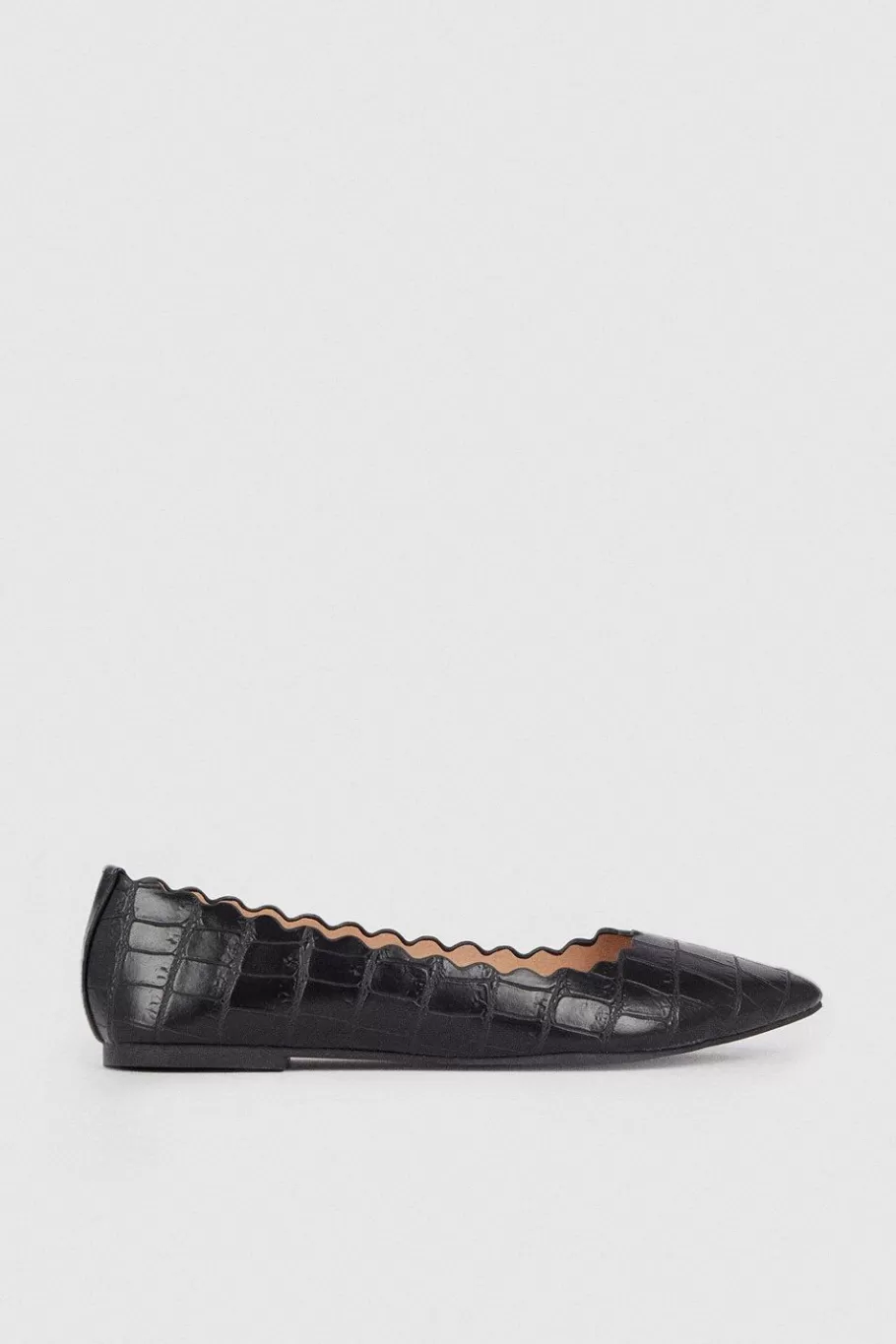 Oasis Scallop Edge Croc Flat Black Online