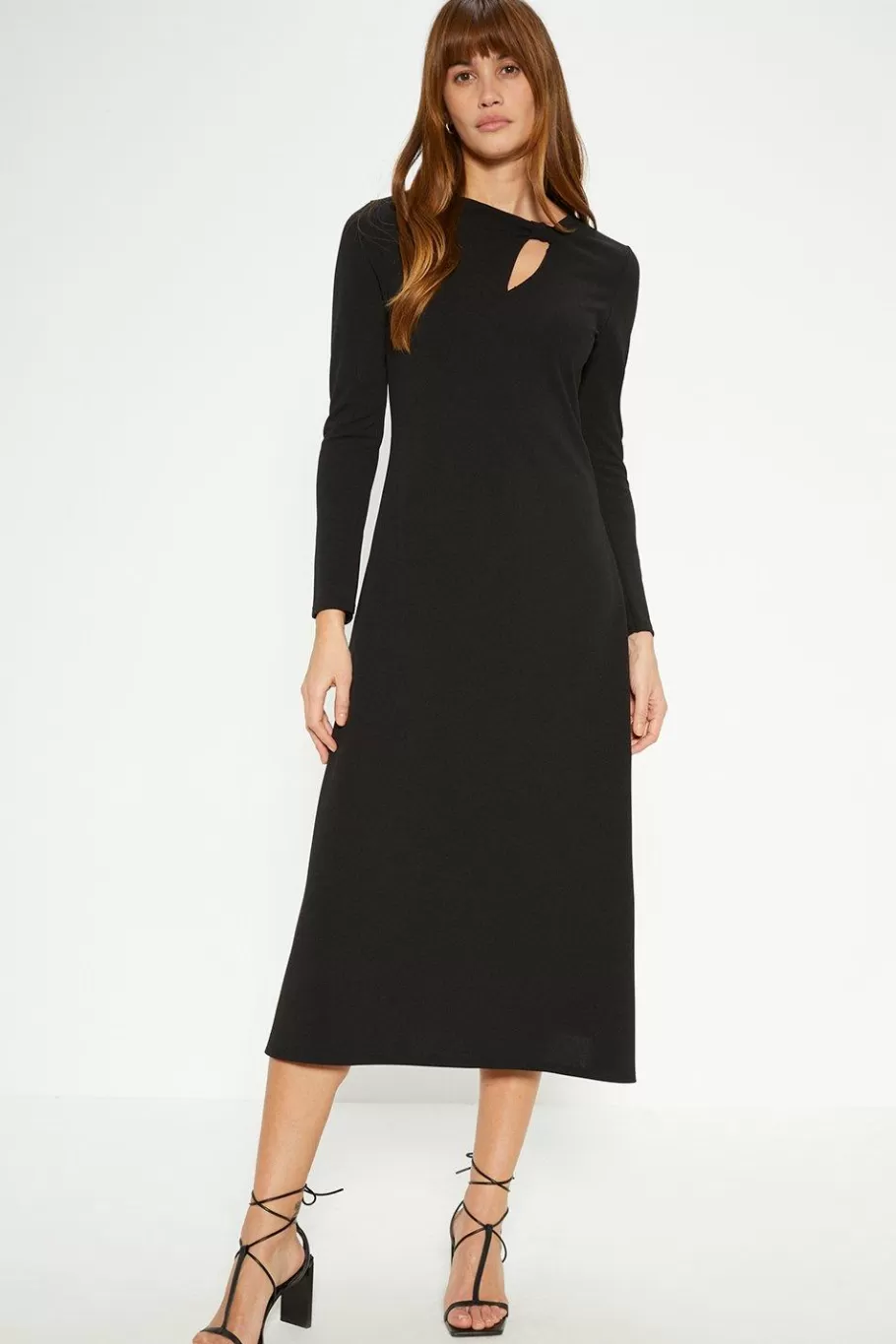 Oasis Scuba Crepe Bow Detail Midi Dress Black Sale