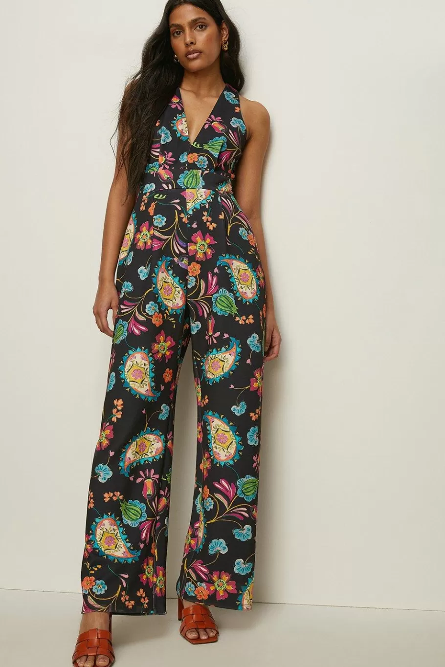 Oasis Scuba V Neck Jumpsuit Multi Discount