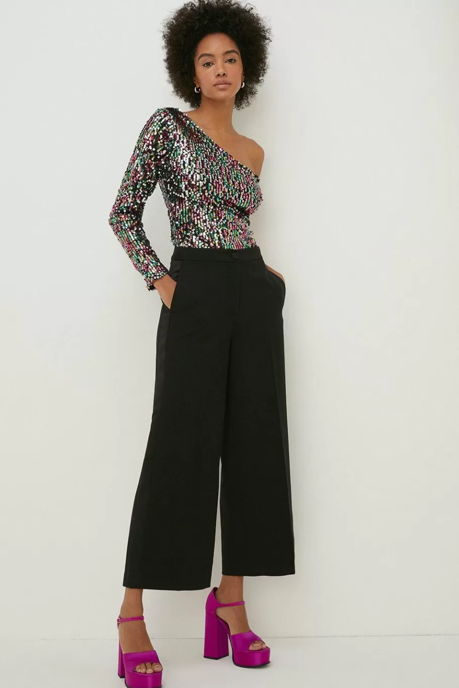 Oasis Sequin One Sleeve Top Multi Flash Sale